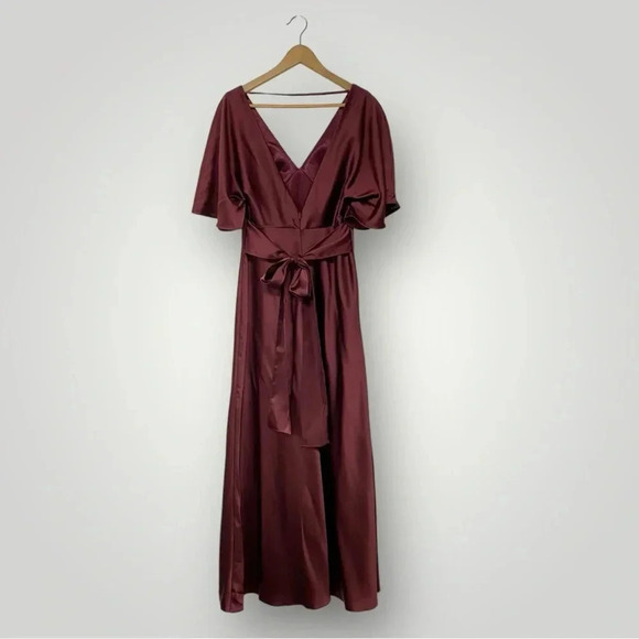 REVERLY Maya Satin Dress in Cabernet Sz 8 - Picture 7 of 13